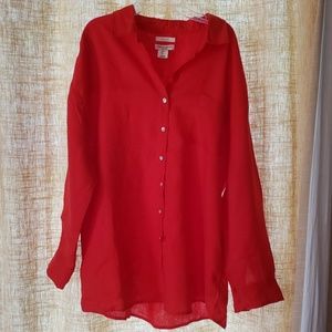 Linen, Blood Orang Button Down